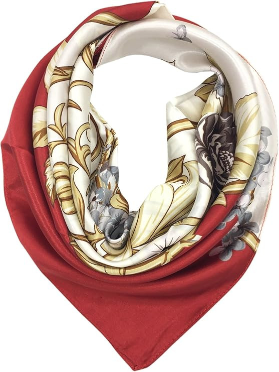 YOUR SMILE Silk Feeling Scarf Women's Fashion Pattern & Solid Color Large Square Satin Headscarf | Amazon (US)