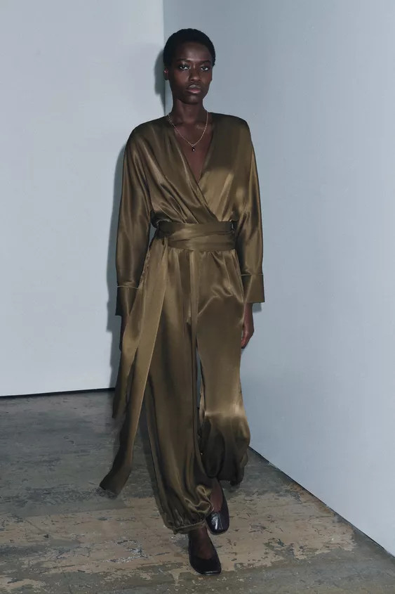 ZW COLLECTION SATIN EFFECT BLOOMER JUMPSUIT | Zara US