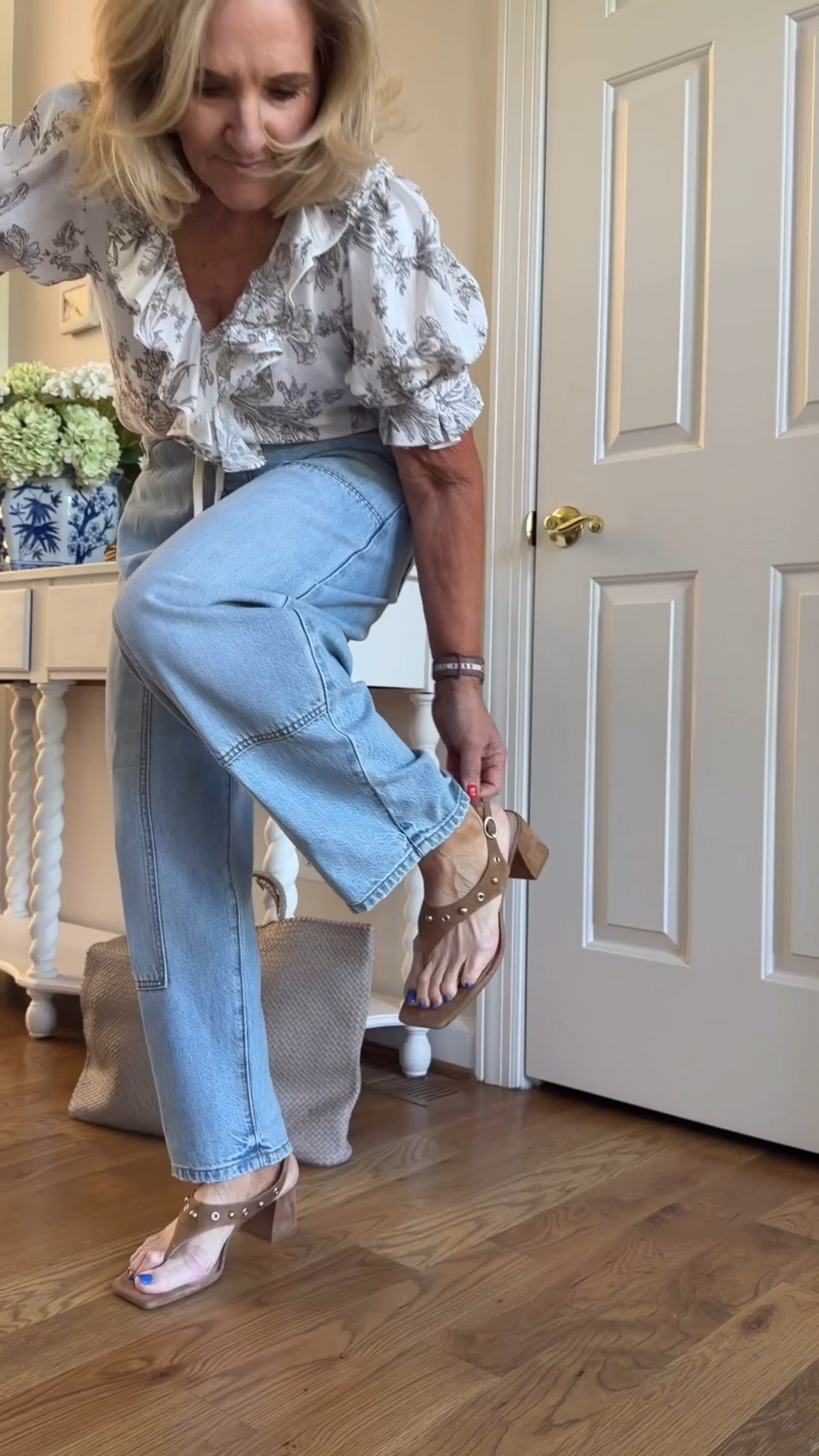 Loft sweater and top size medium 
Drawstring barrel Jeans are a 29 reg but they are an ankle length 
Julie Vos silver 

#LTKSaleAlert #LTKootd #LTKOver40