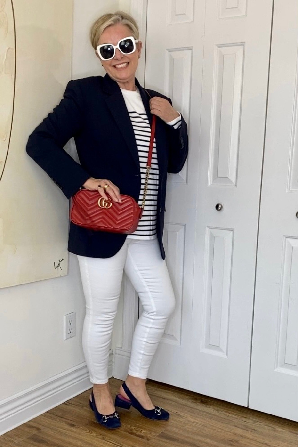 I never get tired of a nautical look💙. 
Use code RENATEXSPANX for 10% off your jeans  

#LTKstyletip #LTKshoecrush #LTKitbag