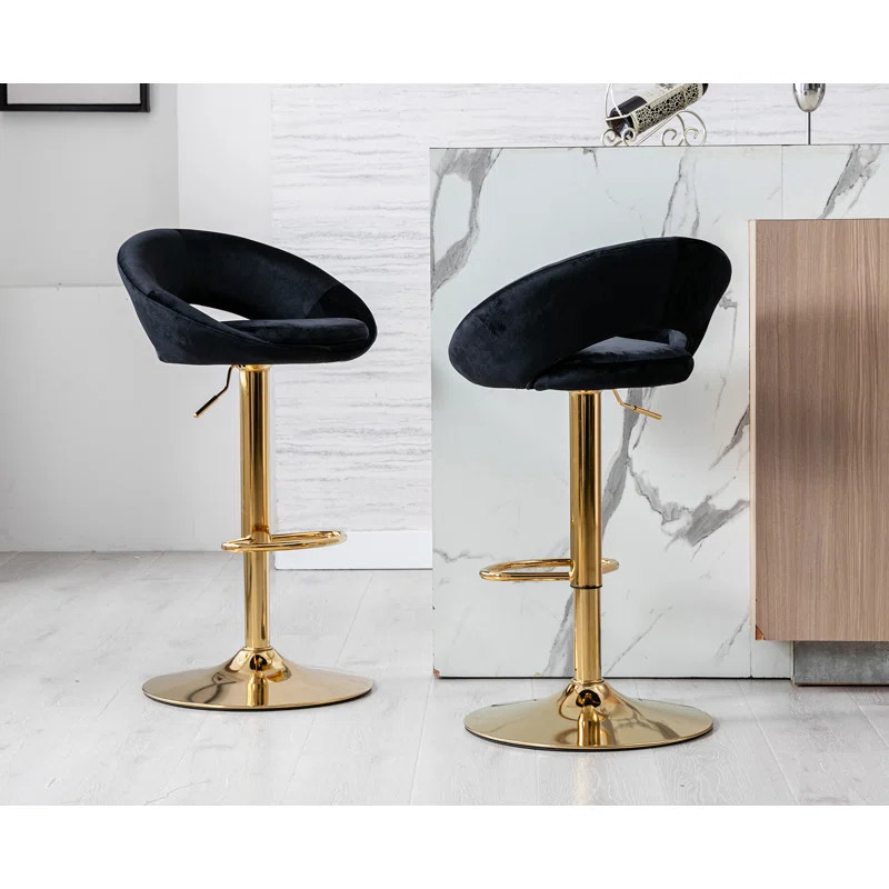 Kshaun Swivel Upholstered Adjustable Height Counter Stool with Metal Frame | Wayfair North America