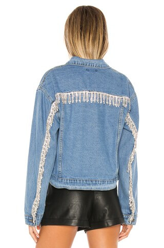 superdown Raya Rhinestone Fringe Jacket in Light Blue Wash from Revolve.com | Revolve Clothing (Global)