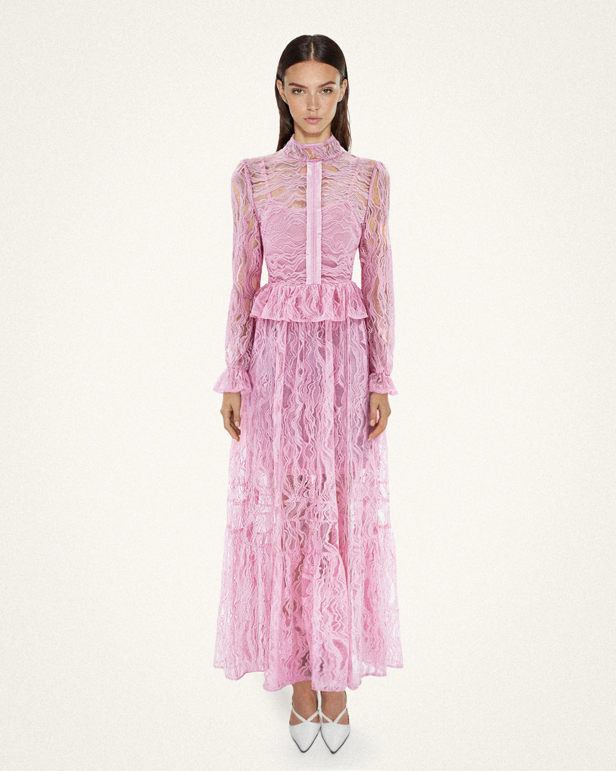 Romantic Lace Long Dress - Pink | JW PEI US