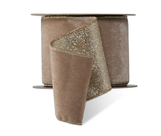 Platinum Glitter Back Velvet Ribbon | 305 Deco Living & Co