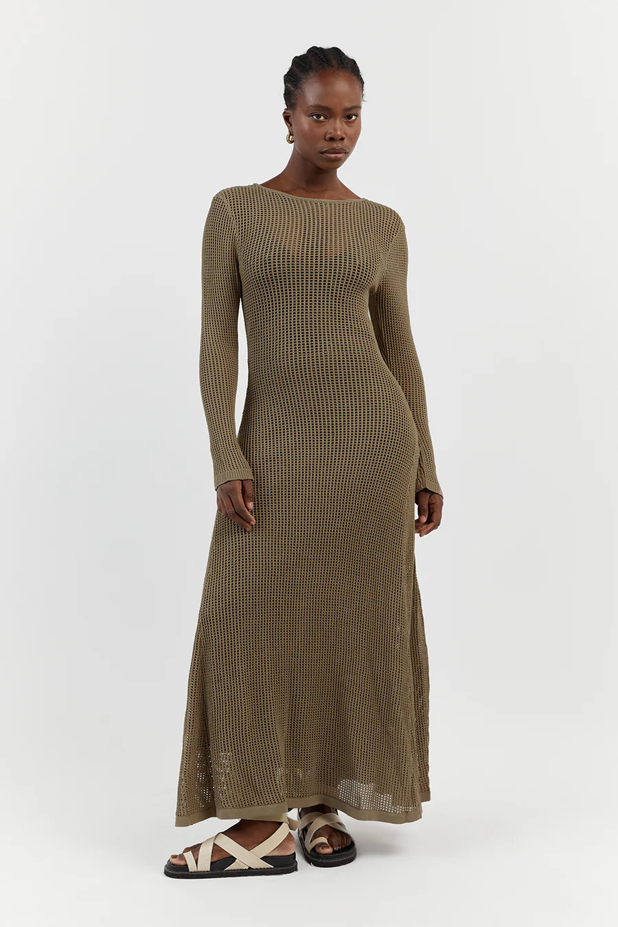 OPHELIA MOSS LONG SLEEVE CROCHET MAXI DRESS | DISSH