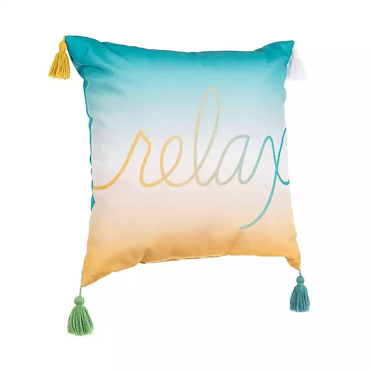 Ombre Relax Outdoor Pillow with Tassels | Kirkland's Home