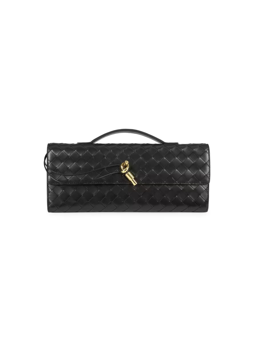 Andiamo Intrecciato Leather Top-Handle Clutch | Saks Fifth Avenue