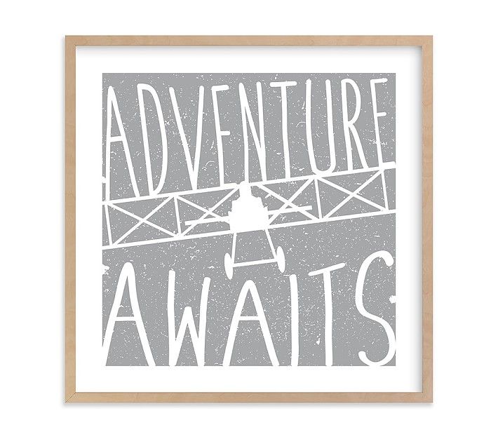 Minted® Adventure Awaits Vintage Airplane Wall Art by Lorena Depante | Pottery Barn Kids