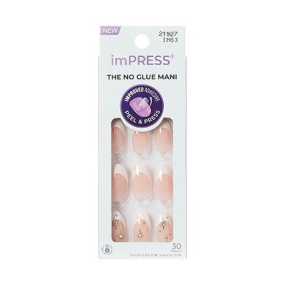 Impress Design French Tip Press-On Fake Nails Medium Almond - Star player - 33ct | Target
