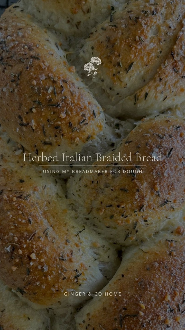 Comment BREAD below to receive a DM with the link to my bread-maker and supplies on my LTK ⬇ https://liketk.it/5yN99

Here’s the simple, Italian braided bread we make on repeat:

🥖Herbed Italian Braided Bread 

Ingredients 🧄
	•	1 cup warm water (~110°F)
	•	2 tbsp olive oil
 •  1 large egg
	•	3 cups (360 g) bread flour
	•	1 tbsp sugar
	•	1½ tsp salt
	•	1½ to 2 tsp dried Italian herb blend 
(½ tsp each basil, oregano, thyme + ¼ tsp rosemary) -OR- substitute with Italian Seasoning (what I used)
	•	½ tsp garlic powder
	•	2¼ tsp active dry yeast (1 packet) or bread machine Yeast 

👉🏻 Optional: Brush the braid with olive oil or egg wash (1 beaten egg + splash water). Sprinkle with herbs, sea salt, or Parmesan if desired.

⏲️ Bake at 375° for 25–30 minutes until golden and hollow sounding when tapped.

🧈 Remove from oven and brush immediately with melted butter (optional, add garlic/herbs to butter if desired), this softens the crust and enhances the flavor.

❄️ Cool on a wire rack for 15–20 minutes before slicing.

📌 Save this for your next baking day and tag me if you try it. More simple, from-scratch recipes coming soon. 

##ltkhome #ltkseasonal #ltkfamily
