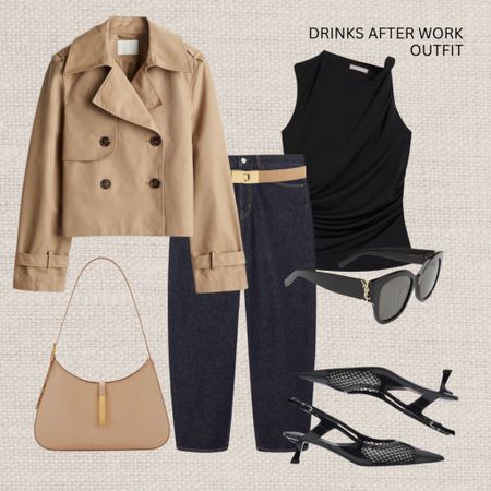 Drinks after work 👩🏼‍💻🥂

Read the size guide/size reviews to pick the right size. 

Leave a 🖤 to favorite this post and come back later to shop. 

Spring Outfit Inspiration, Spring Style, Wardrobe Staples, Drinks Outfit, Tapered Jeans, Cropped Trench Jacket, Slingback Heels, YSL Sunglasses, DeMellier Bag 

#LTKstyletip #LTKSeasonal #LTKeurope