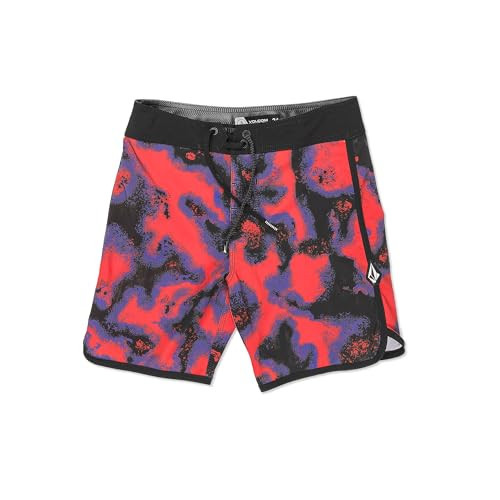 Volcom Boys' Barnacle Scallop Swim Trunks Boardshorts, Red | Amazon (US)