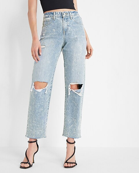 Conscious Edit Mid Rise Light Wash Ripped Boyfriend Jeans | Express