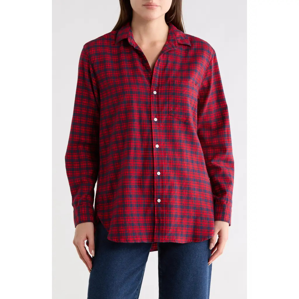 Frank & Eileen Boyfriend Button-Up Shirt in Red Navy Plaid at Nordstrom Rack, Size Small | Nordstrom Rack