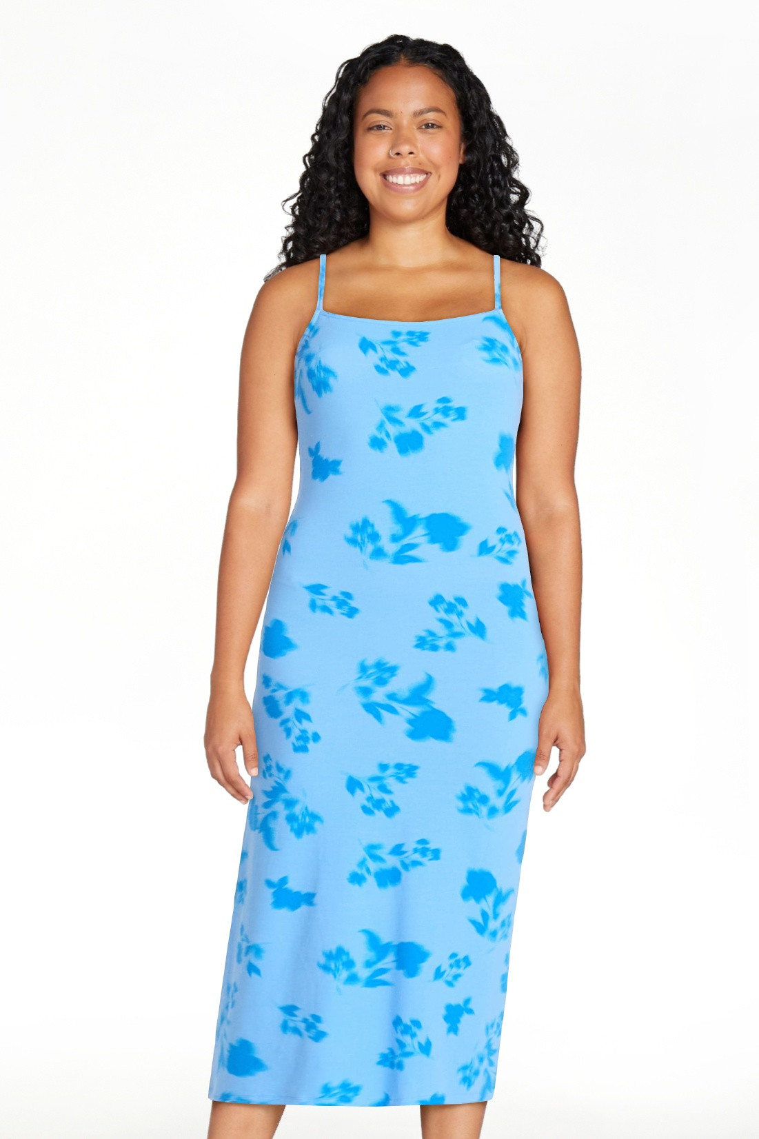 No Boundaries Sleeveless Square Neck Midi Dress, Women's & Women's Plus Sizes XXS-4X | Walmart (US)