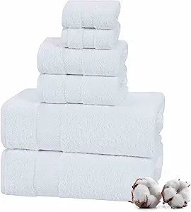 TEXTILOM 100% Turkish Cotton 6 Pcs Bath Towel Set, Luxury Bath Towels for Bathroom, Soft & Absorb... | Amazon (US)