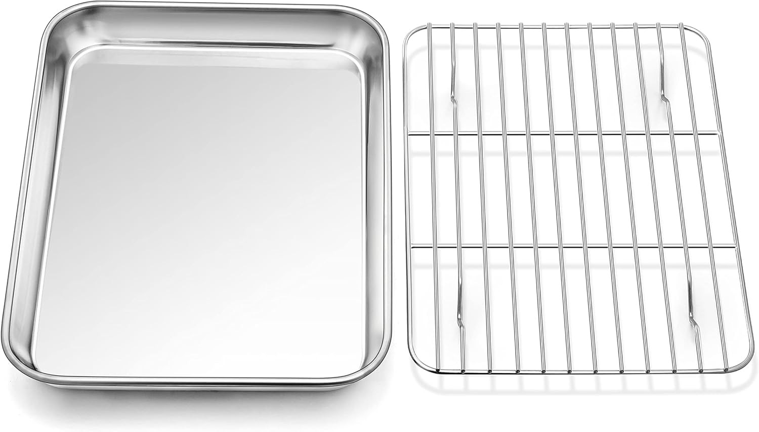 P&P CHEF 10.4 Inch Baking Sheet Pan with Rack Set, Stainless Steel Cookie Sheet Pan Tray with Coo... | Amazon (US)
