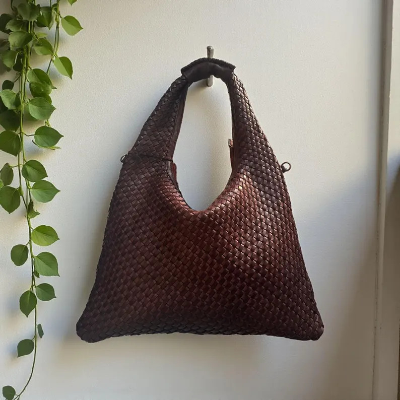 Handcrafted Woven Leather Hobo Bag: Vintage Style Shoulder Bag - Etsy | Etsy (Global)