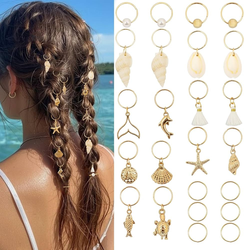 TEBIEKOY 24 PCS Hair Accessories for Women Seashell Loc Hair Jewelry for Braids Conch Dreadlock C... | Amazon (US)