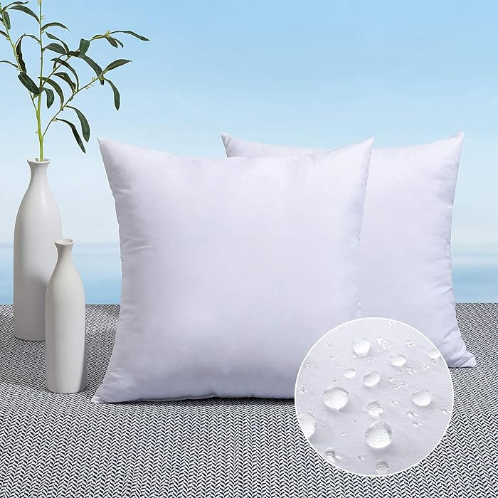 MIULEE Pack of 2 18x18 Outdoor Pillow Inserts, Outdoor Throw Pillows Water-Resistant Decorative P... | Amazon (US)