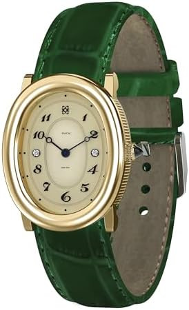 PASCAL Women's Oval Bubble Diamond Watch Leather Strap, Swiss Quartz Ladies Watches, Sapphire Cry... | Amazon (US)