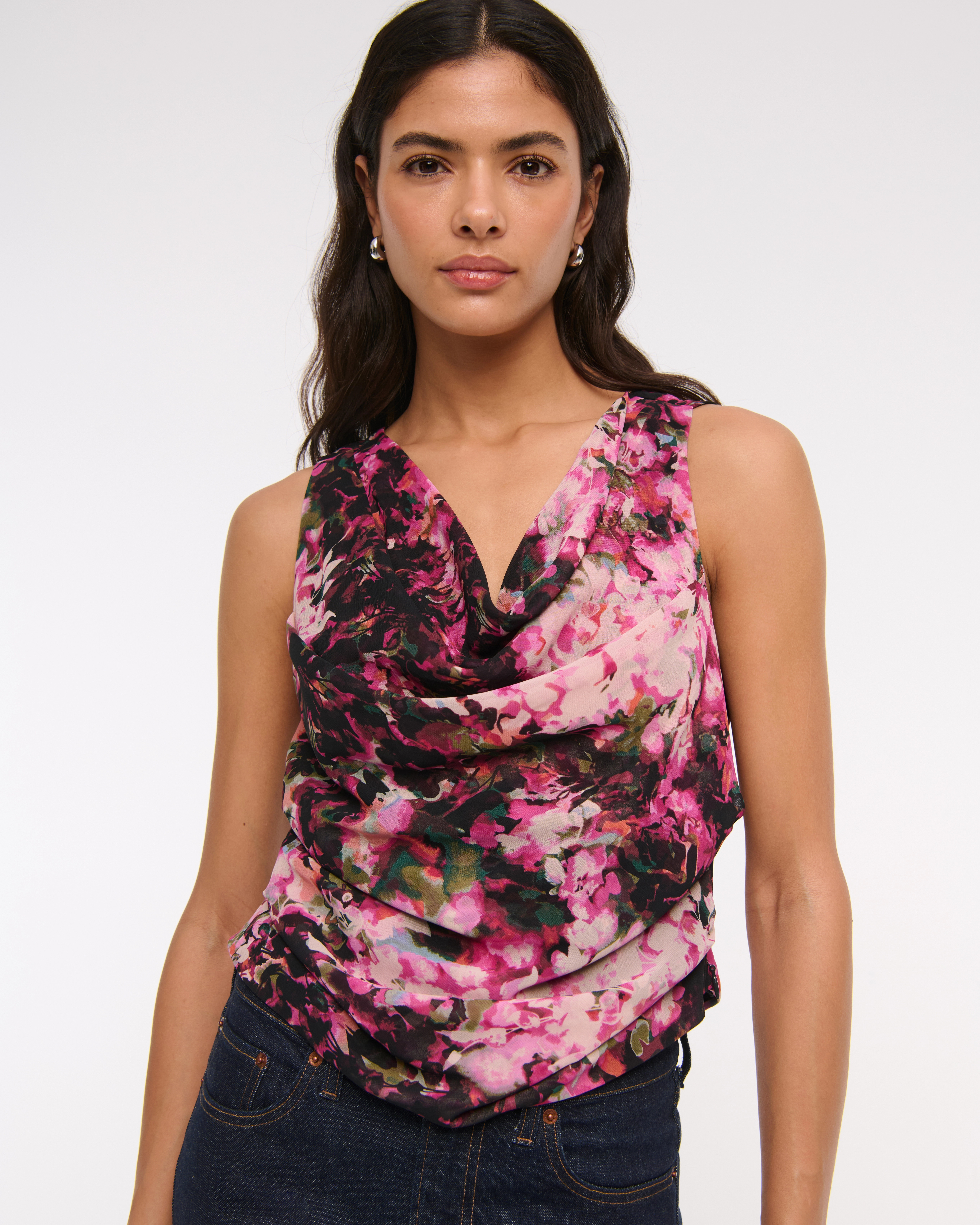 Drapey Plunge Top | Abercrombie & Fitch (US)