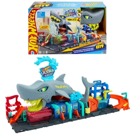 Hot Wheels City Ultra Shark Car Wash with Color Reveal Toy Car in 1:64 Scale, Ages 3-8, 8.34 in | Walmart (US)