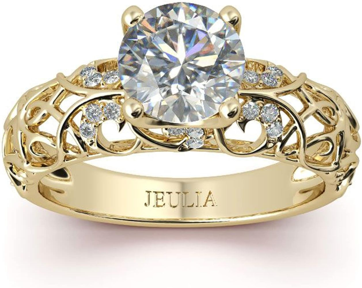 Jeulia 2 Carat Leaf Vines Rings for Women 925 Sterling Silver Rose Gold Plated Engagement Rings R... | Amazon (US)