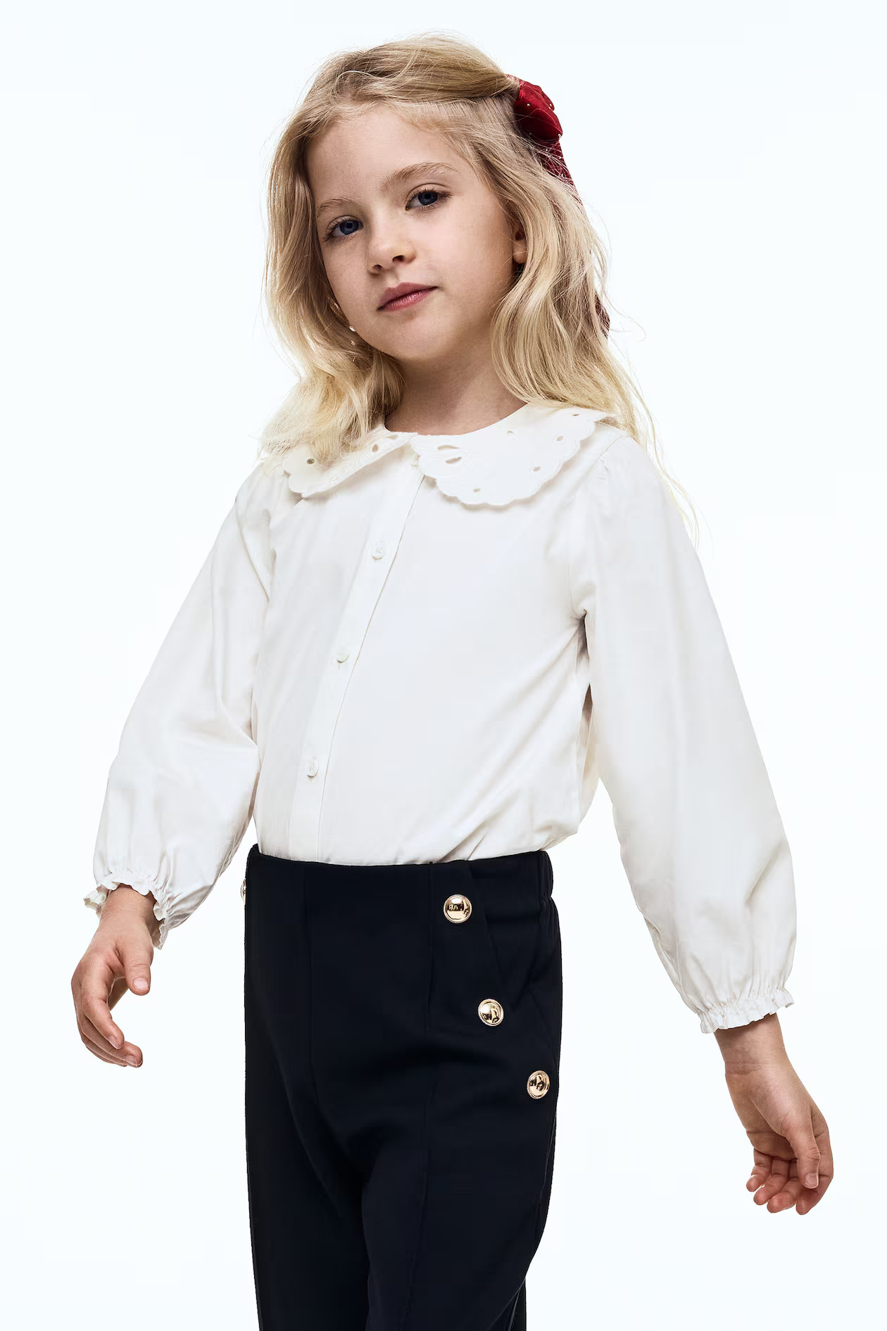 Embroidered Blouse with Peter Pan Collar | H&M (US + CA)