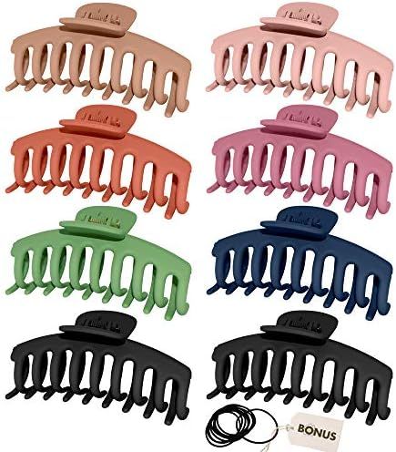 [ 8 Pack ] MozartBeauty Bellezza Claw Clips 4.33 Inch Nonslip 7 Matte Colors Hair Claw Clips For ... | Amazon (US)