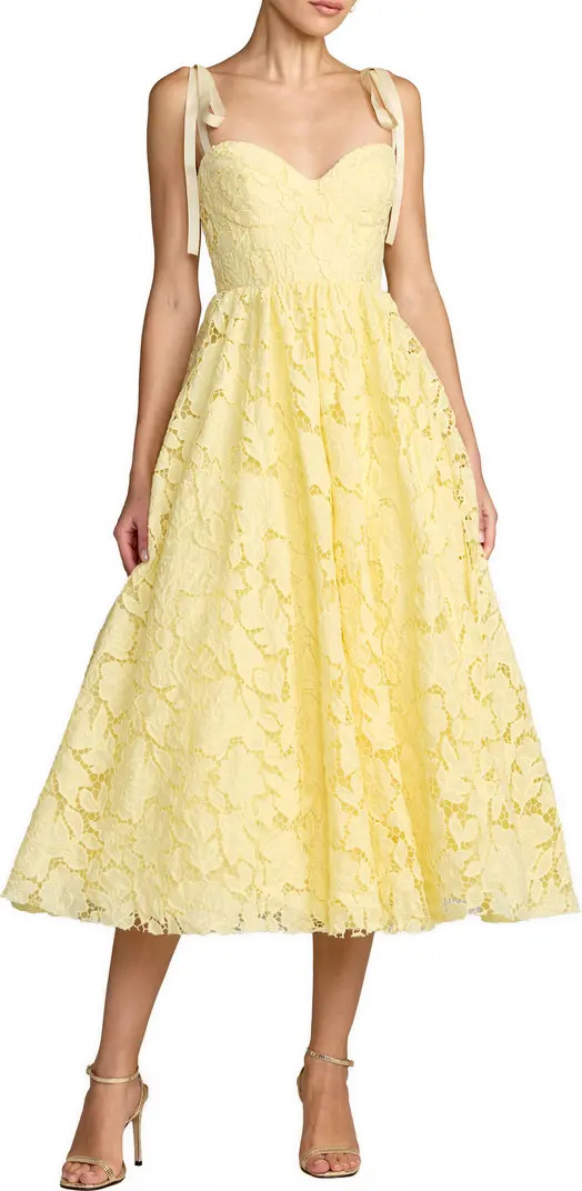 Mac Duggal Lace Sweetheart Tie Strap A-Line Midi Dress | Nordstrom | Nordstrom