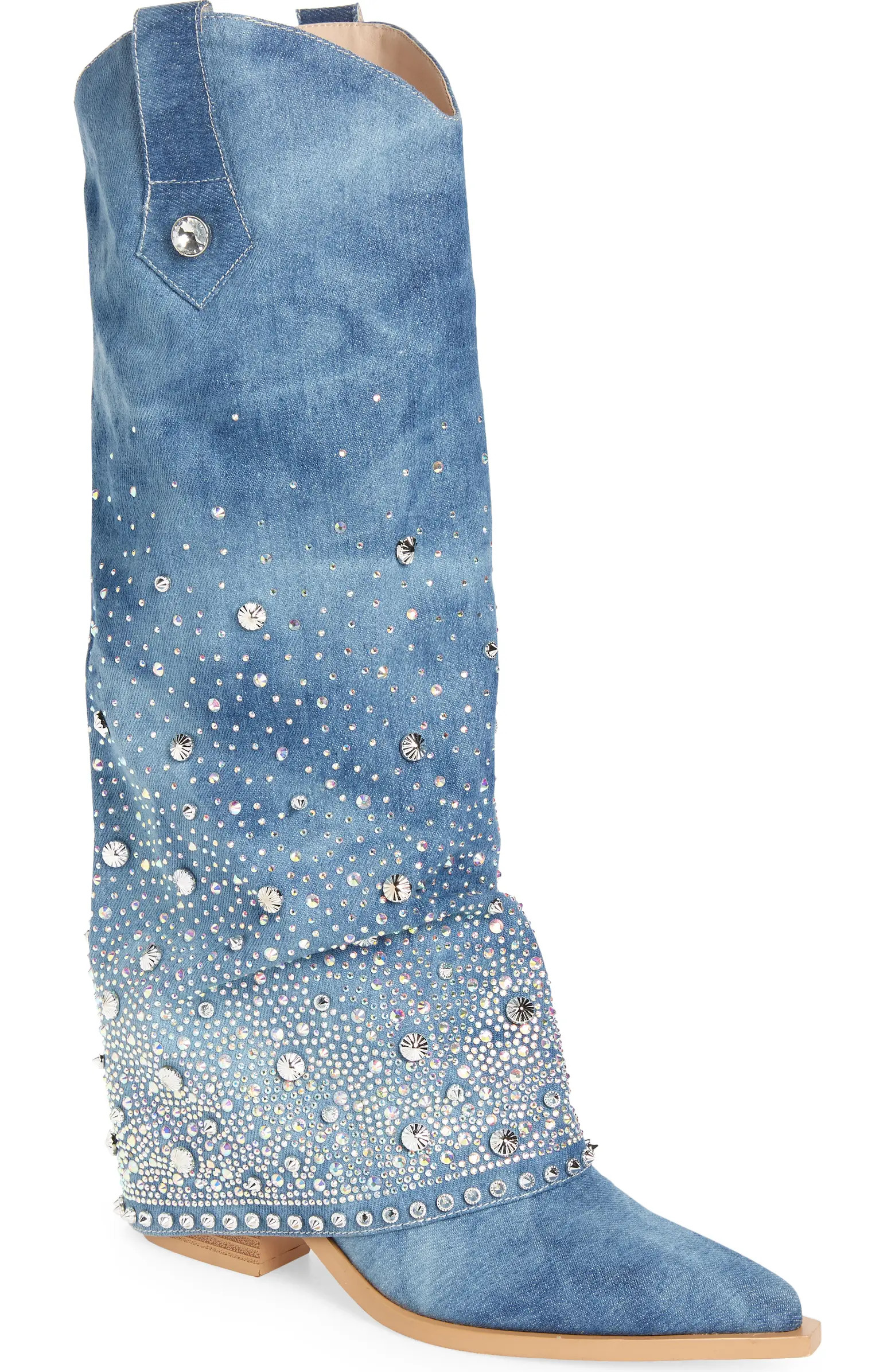 Mellow Rhinestone Denim Western Boot (Women) | Nordstrom