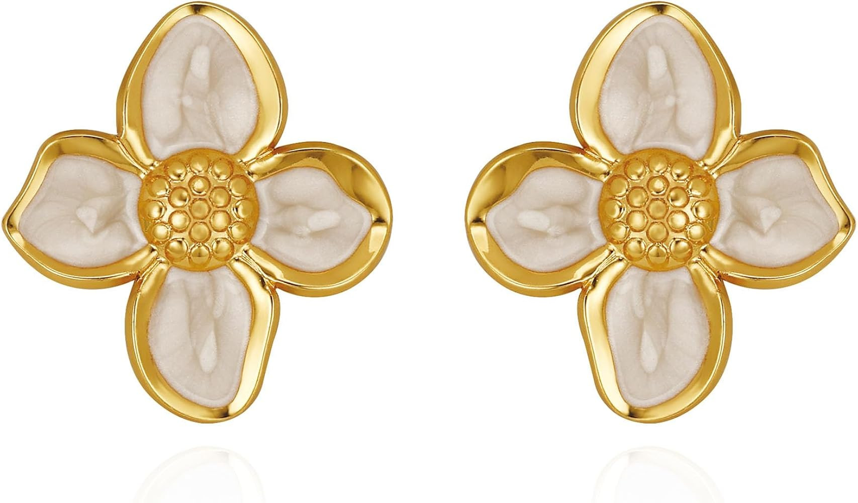 HANRESHE Pink Gold Flower Earrings For Women Cute Black Flower Stud Earrings Trendy White Floral ... | Amazon (US)