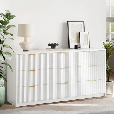 Fluted 8/9 Drawer Double Dresser, Modern Wide Chest of Drawers with Metal Handles & Anti-Tip, Large Capacity Storage Cabinet for Bedroom, Living Room, | Wayfair North America