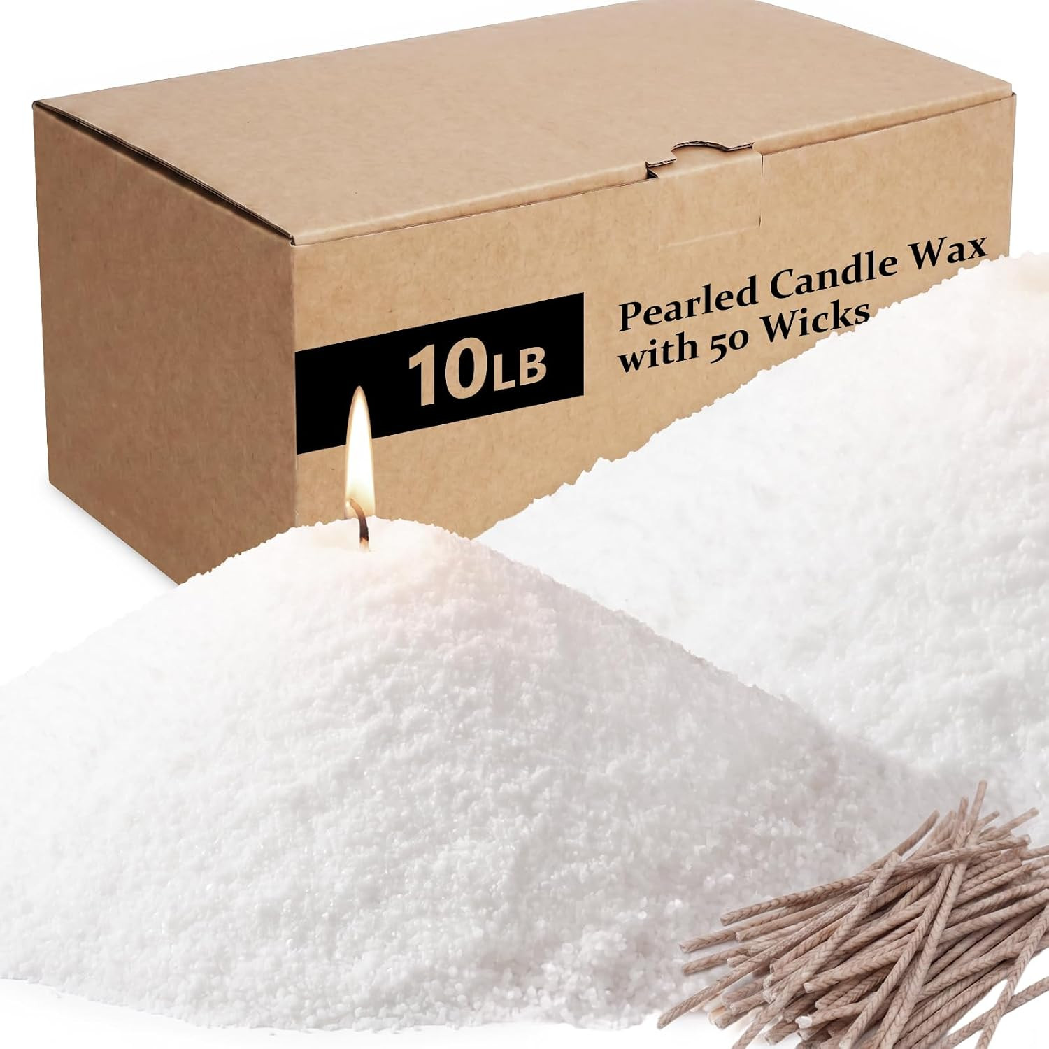 BISWYLBLJ 10 lbs White Natural Pearled Candle Sand Kit with 50 Wicks | Amazon (US)