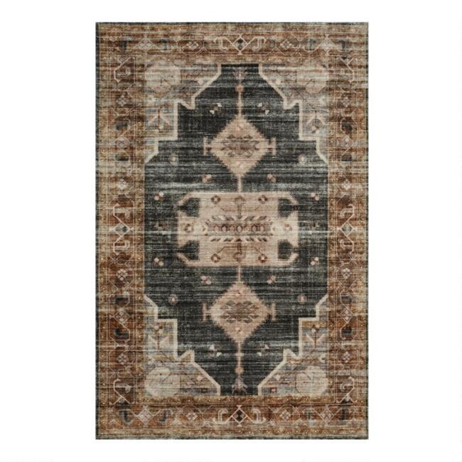 Gray and Beige Distressed Persian Style Olivia Area Rug | World Market