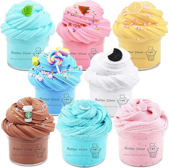 Butter Slime Kit for Girls 8 Pack, Party Favors with Watermelon, Coffee, Mint, Candy, and Lemon S... | Amazon (US)