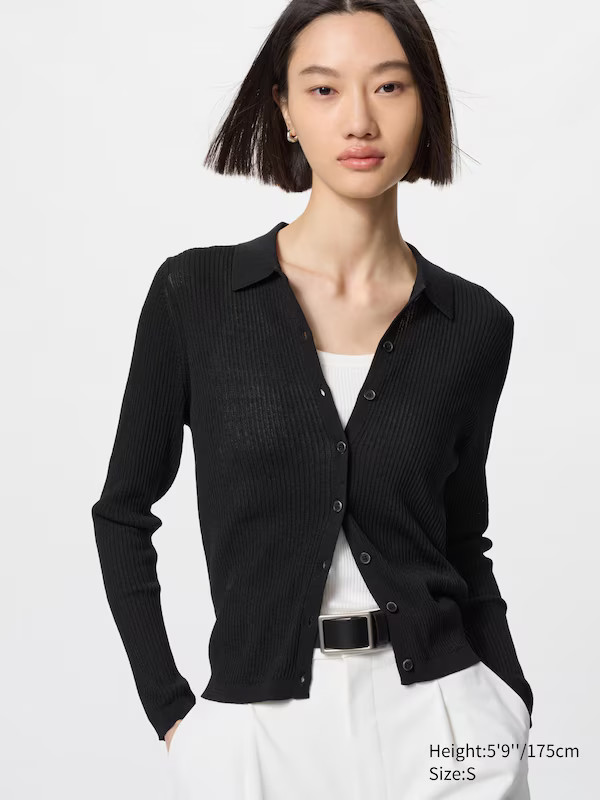 Ribbed Polo Cardigan | Uniqlo BE