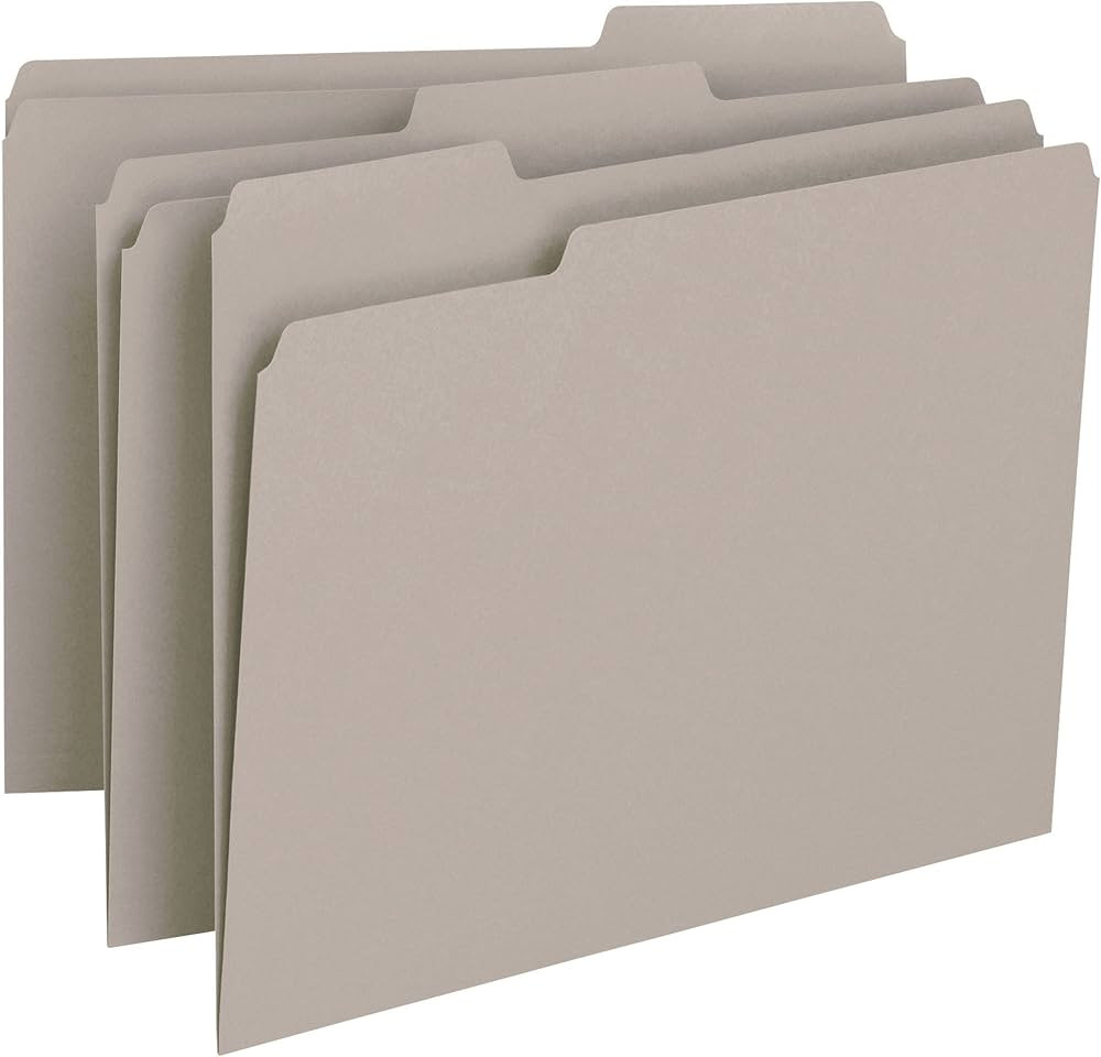 Smead Colored File Folder, 1/3-Cut Tab, Letter Size, Gray, 100 per Box (12343) (Pack of 1) | Amazon (US)