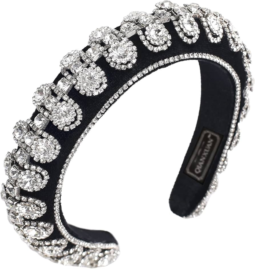 QIANXUAN Crystal Rhinestone Headbands For Women White Pearl Headbands For Girls Padded Headband B... | Amazon (US)