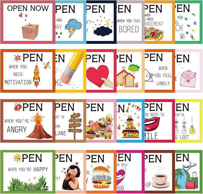 24 Pcs Open When Envelopes, Colorful Open When Letters Kit Envelopes, Open When Cards for College... | Amazon (US)