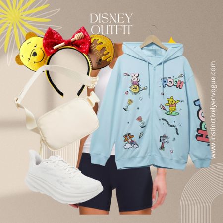 Disney world vacation outfit 
Pooh mouse ears 
Belt bag 
Hoka sneakers 
Lululemon align shorts 

#LTKover40 #LTKtravel #LTKfindsunder100