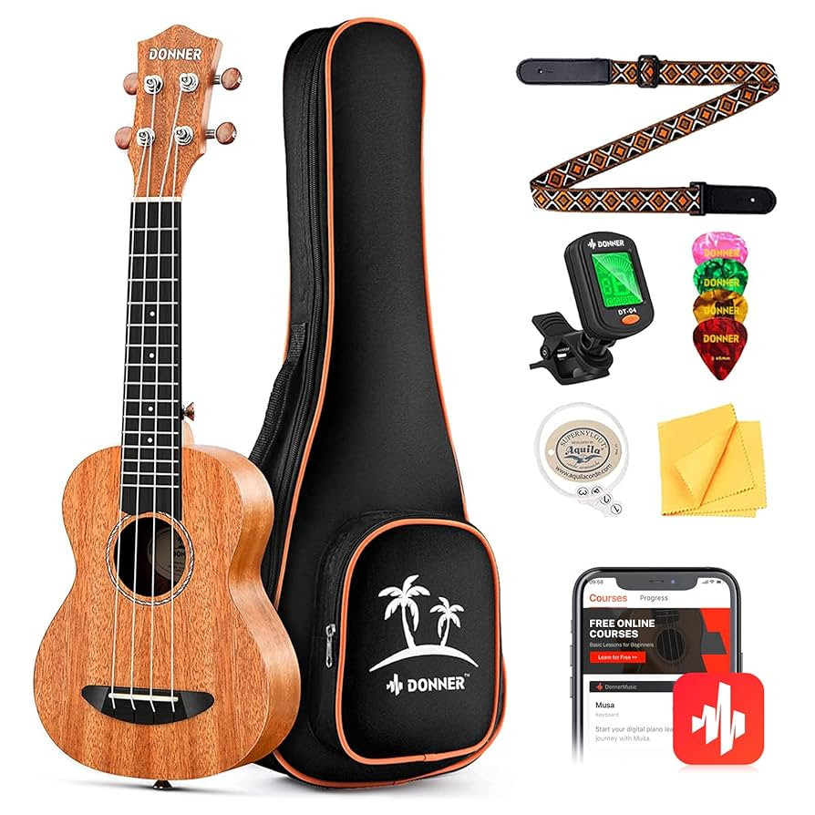 Donner Tenor Ukulele Mahogany Professional 26 inch Ukelele Starter Bundle Kit with Free Online Le... | Amazon (US)