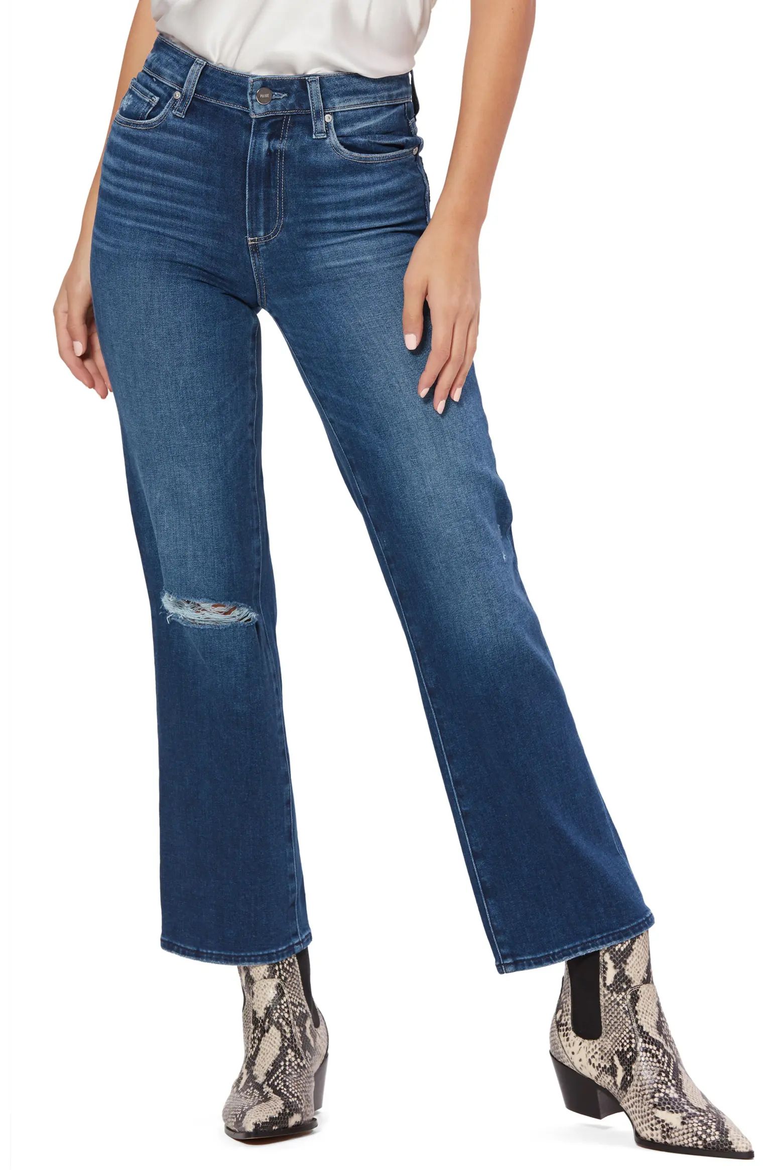 Atley High Waist Ripped Ankle Flare Jeans | Nordstrom