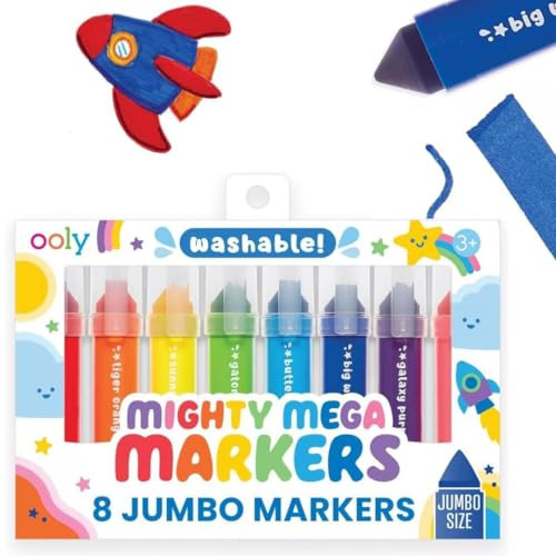 Ooly Thick Washable Toddler Markers with Jumbo Grip, Mighty Mega Triangle Tip Markers for Toddlers with Jumbo Barrel, Perfect for Little Hands, Back to School Supplies - TRIANGLE TIP | Amazon (US)