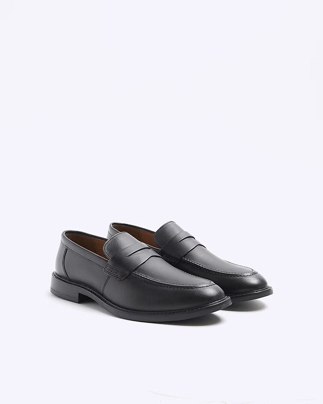 Black Leather Penny Loafers | River Island (UK & IE)