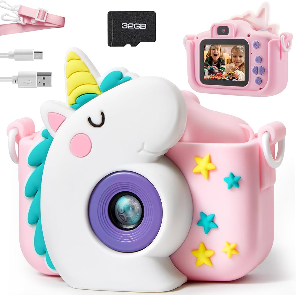 SYNCFUN Kids Camera, Birthday Gifts for Girls 3 4 5 6 7 8 Year Old, Unicorn Toys Selfie Toddler T... | Amazon (US)