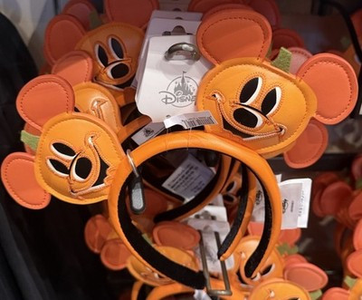 Disney Parks 2025 Halloween Mickey Mouse Ears Pumpkin Jack O Lantern Headband | eBay US
