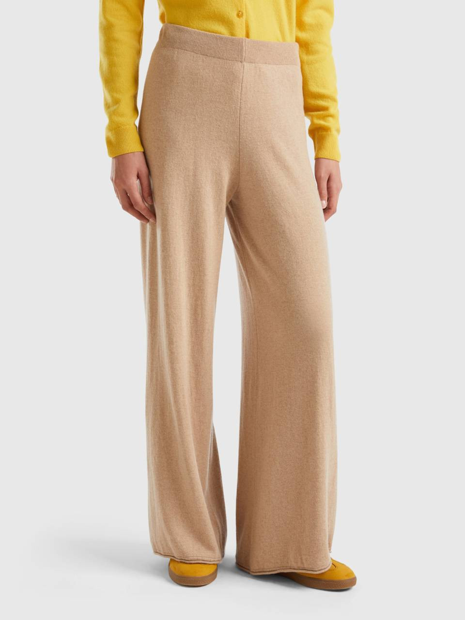 Weite Hose in einer Mischung aus Wolle und Cashmere in Beige - Beige | Benetton | Benetton (EU)