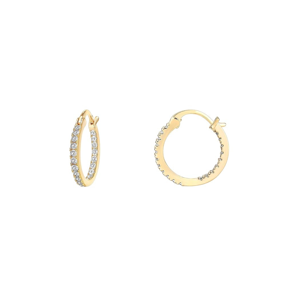 PAVOI 14K Gold Plated 925 Sterling Silver Post Cubic Zirconia Hoop Earrings 30/15mm | Amazon (US)